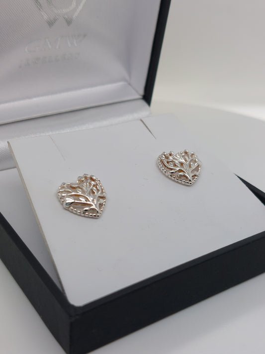 Filigree Heart Studs