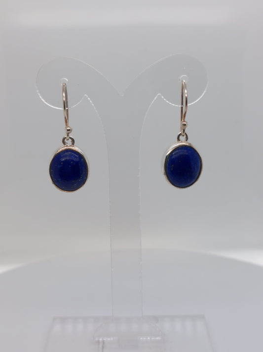 Oval Lapis Drop Earrings