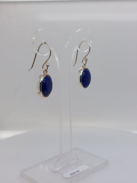 Oval Lapis Drop Earrings