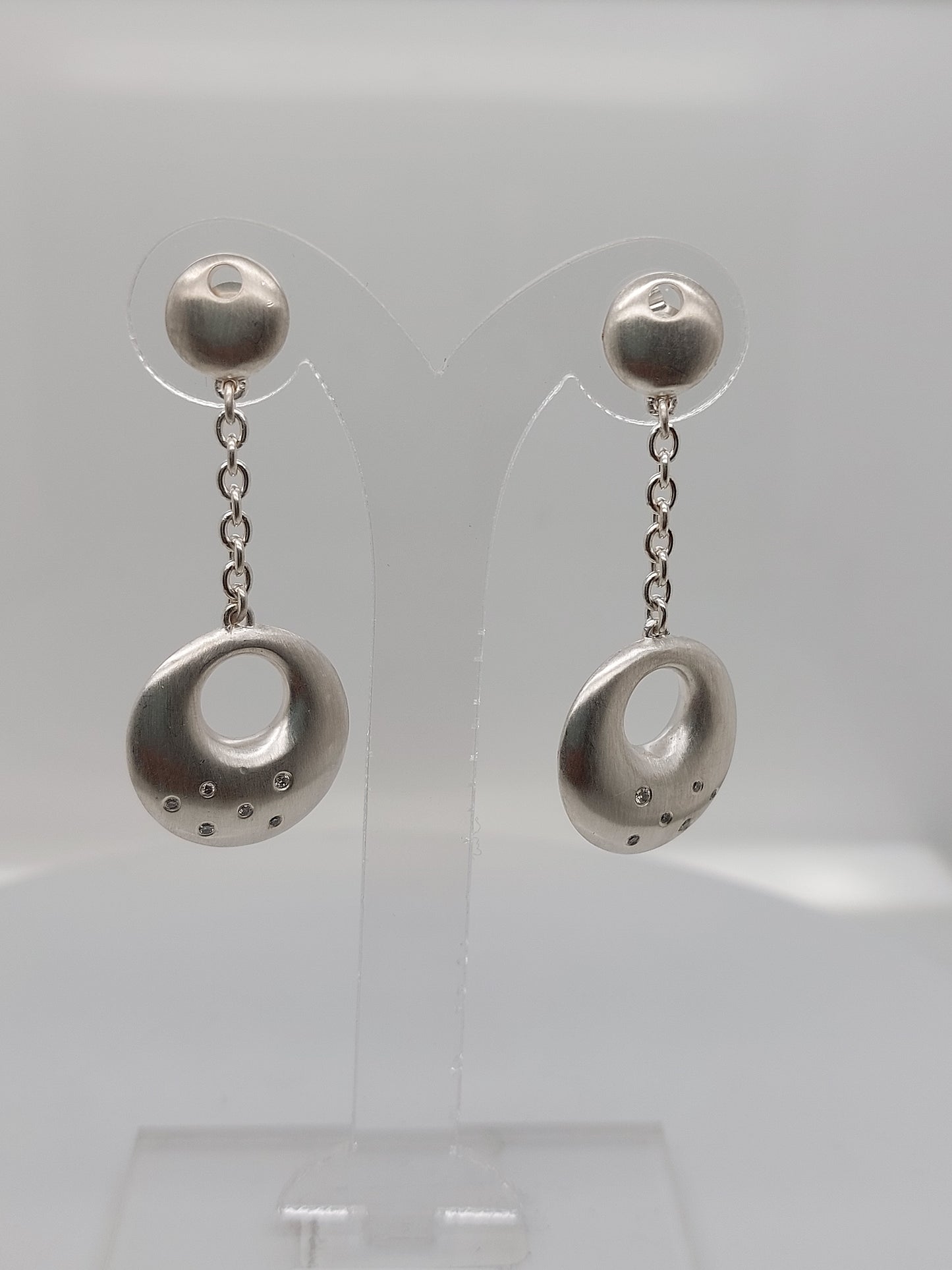 Circle Diamond Drop Earrings