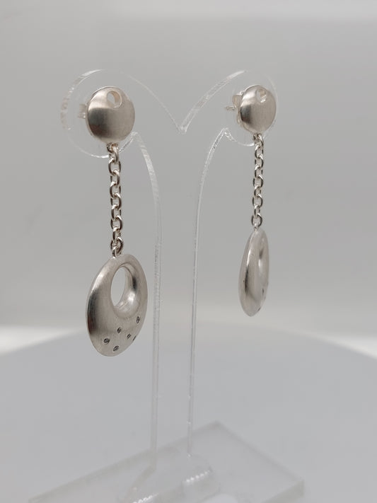 Circle Diamond Drop Earrings