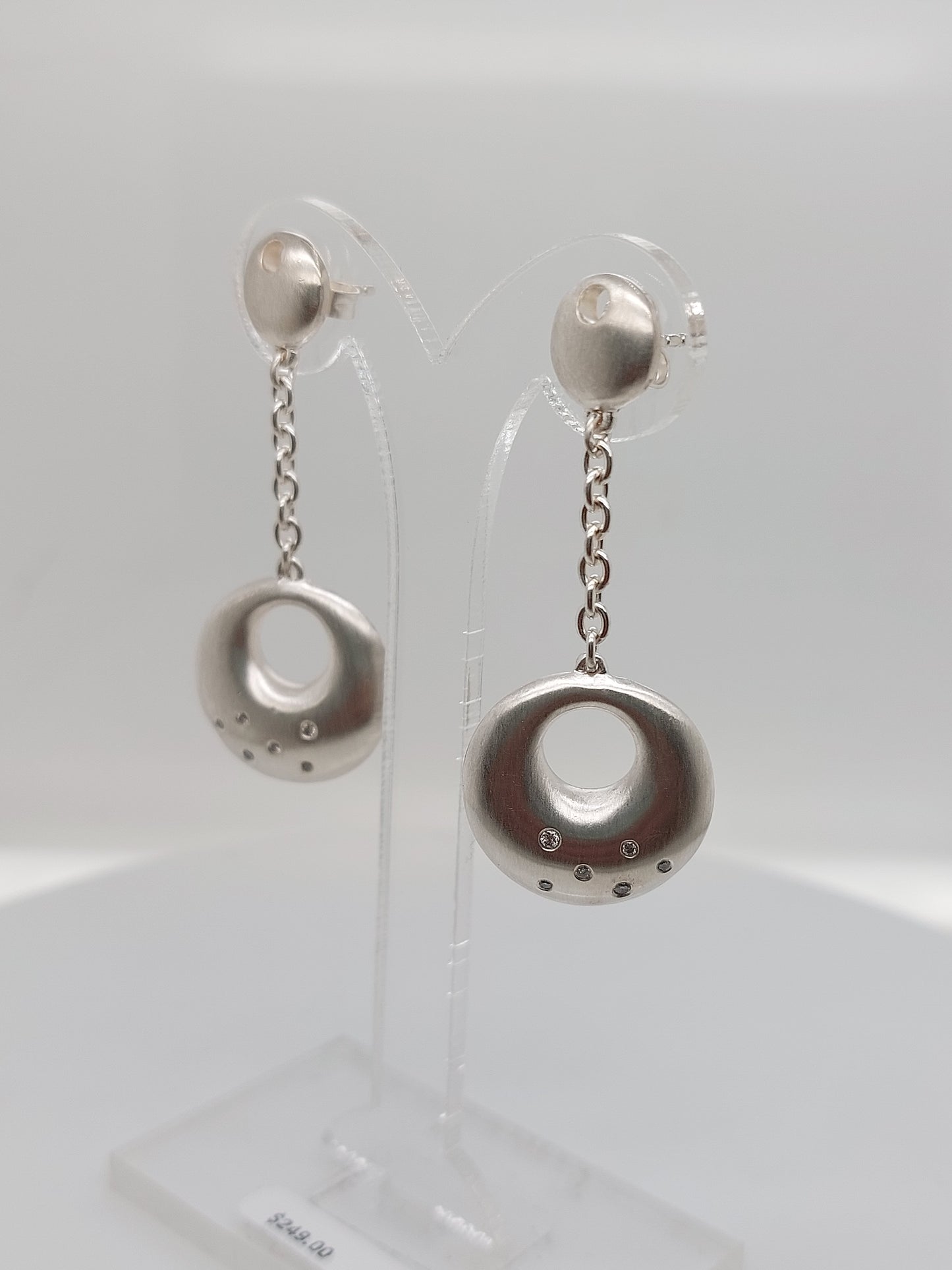 Circle Diamond Drop Earrings