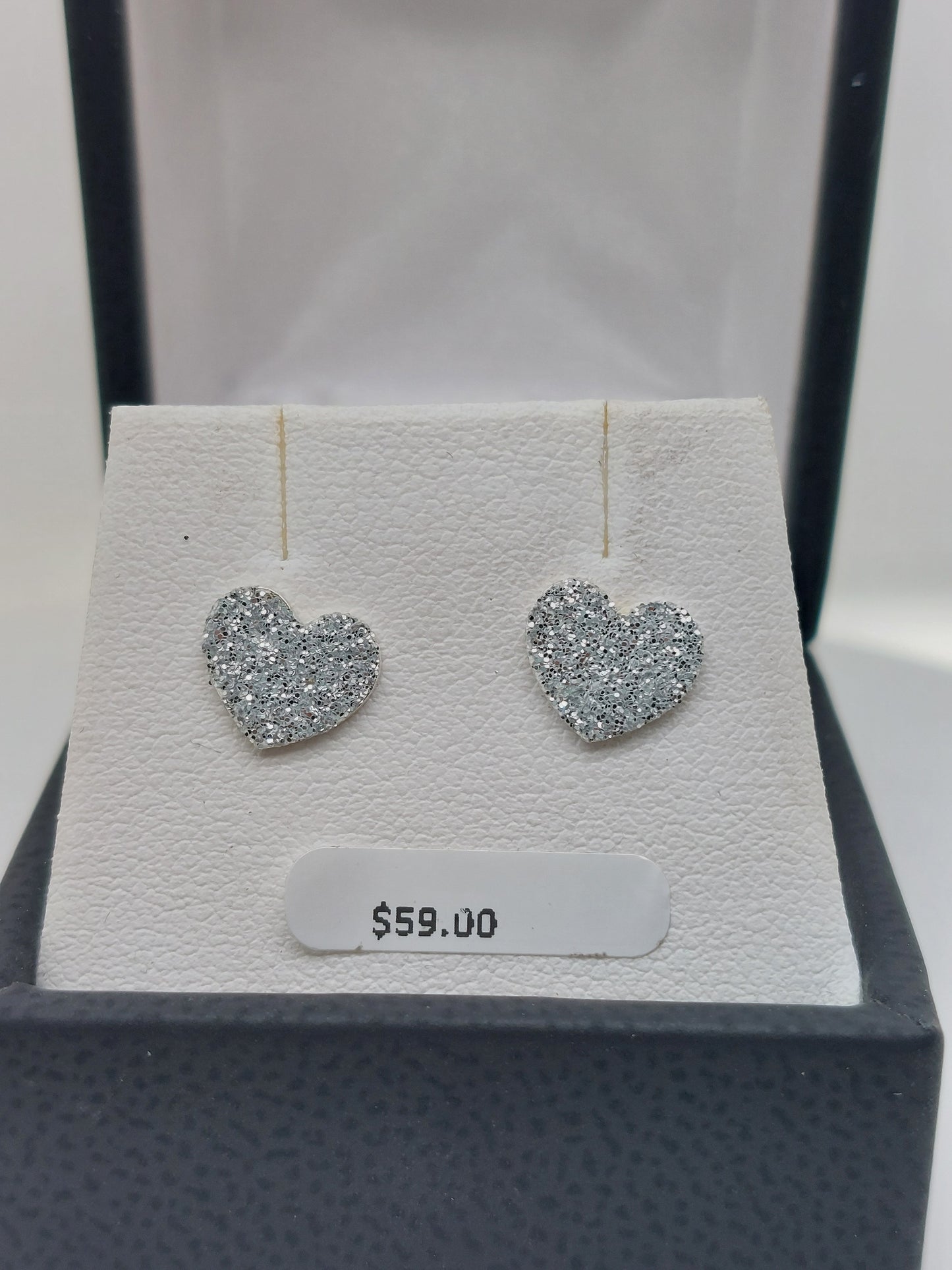 Glitter Heart Studs