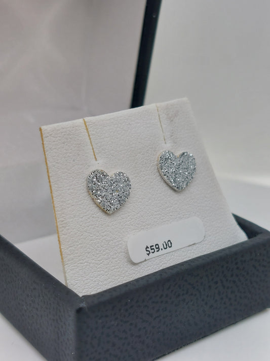 Glitter Heart Studs