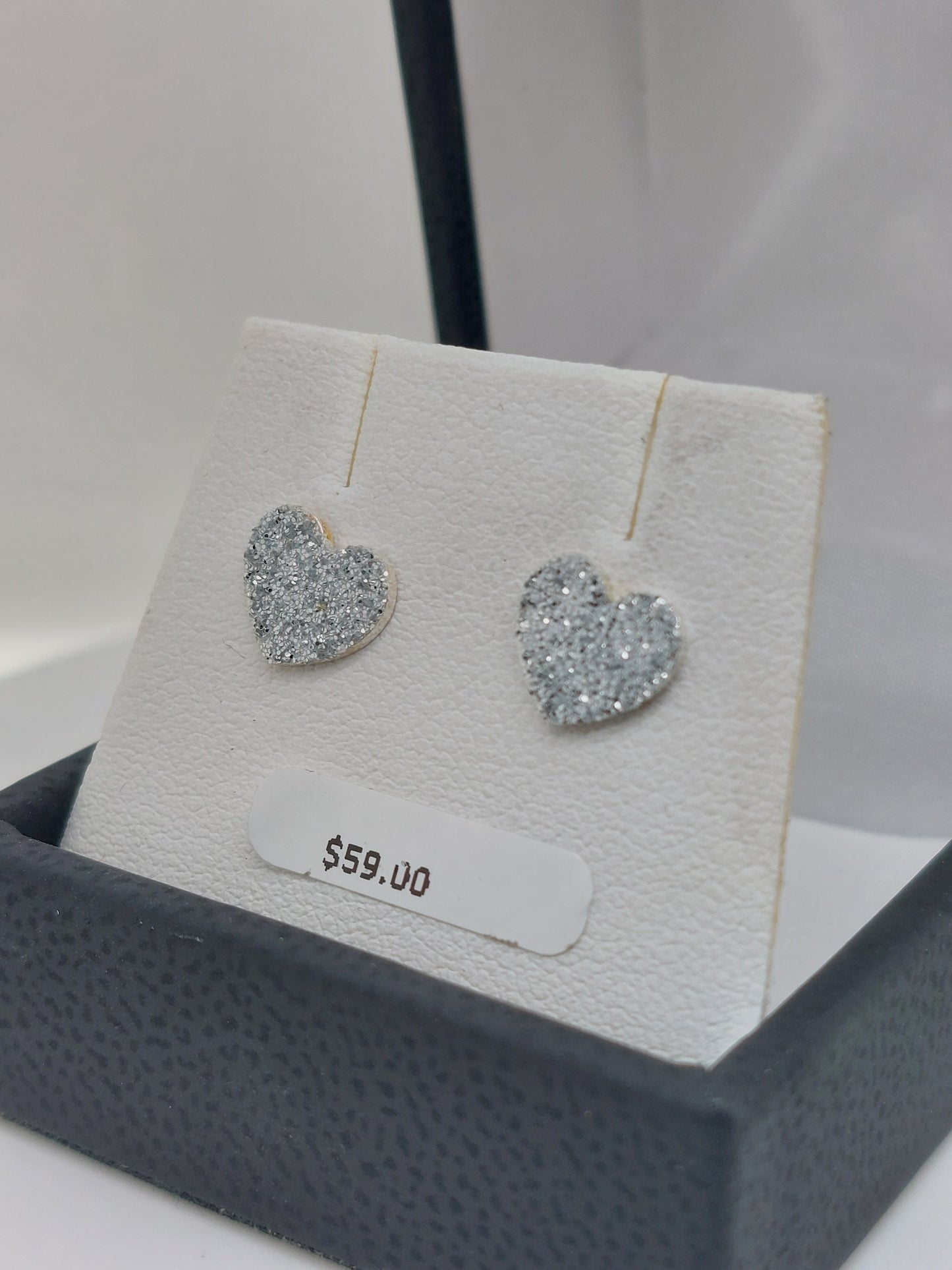 Glitter Heart Studs