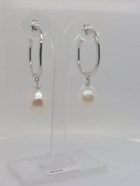 Pearl Drop Hoops