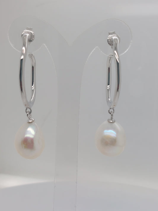 Pearl Drop Hoops