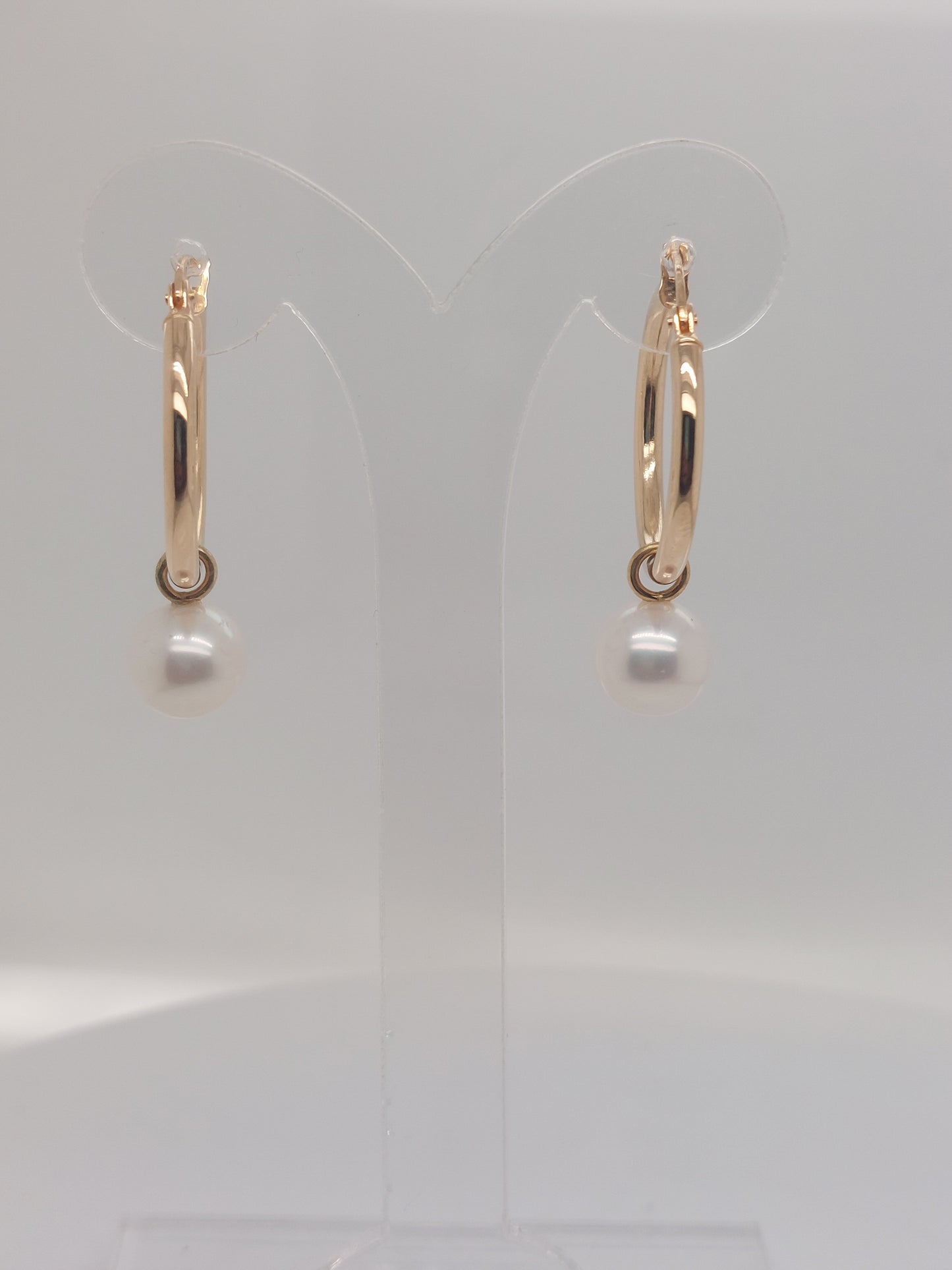 Gold Pearl Hoop Earrings