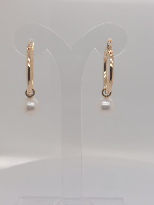 Gold Pearl Hoop Earrings