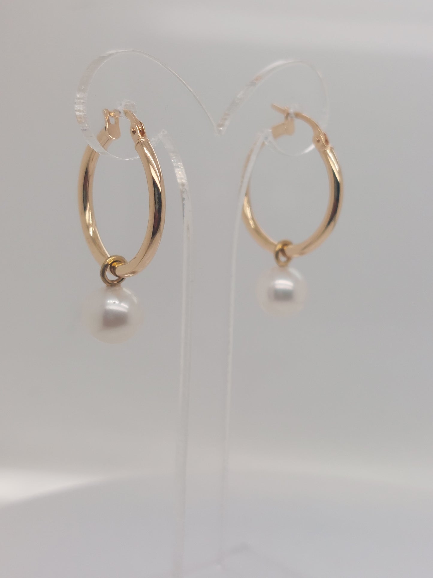 Gold Pearl Hoop Earrings