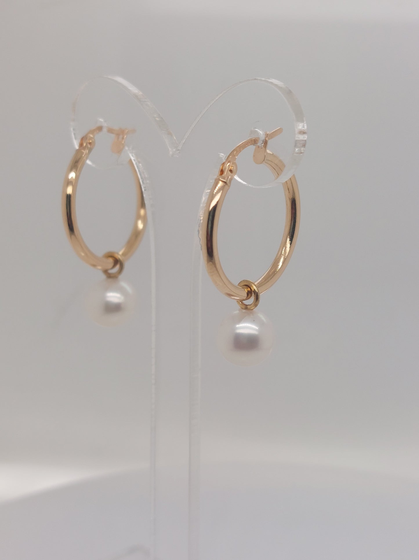 Gold Pearl Hoop Earrings