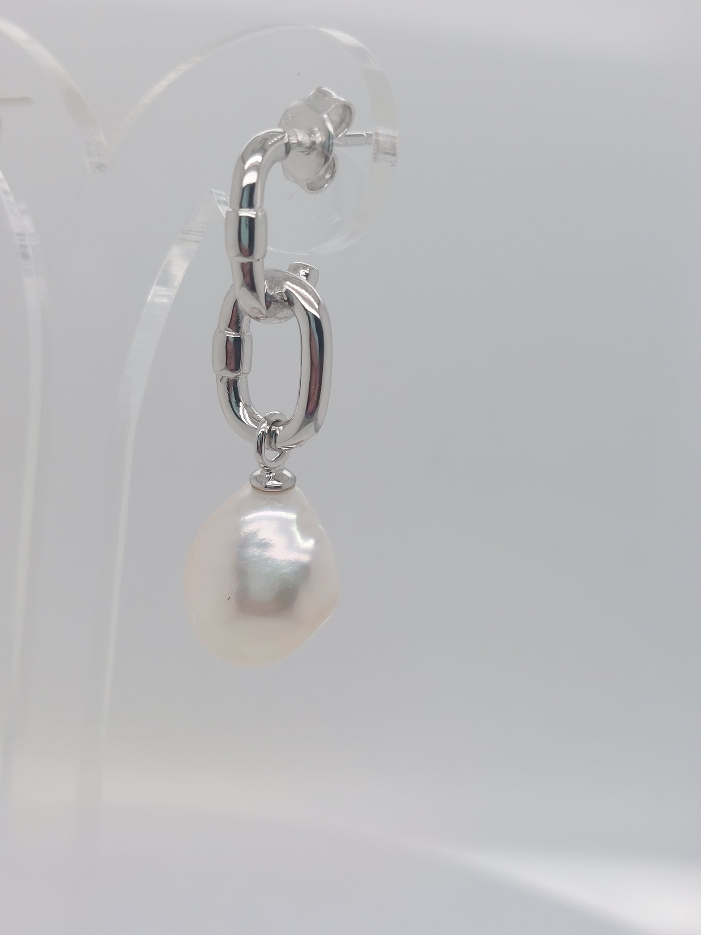 Chain Link Pearl Drop Earrings