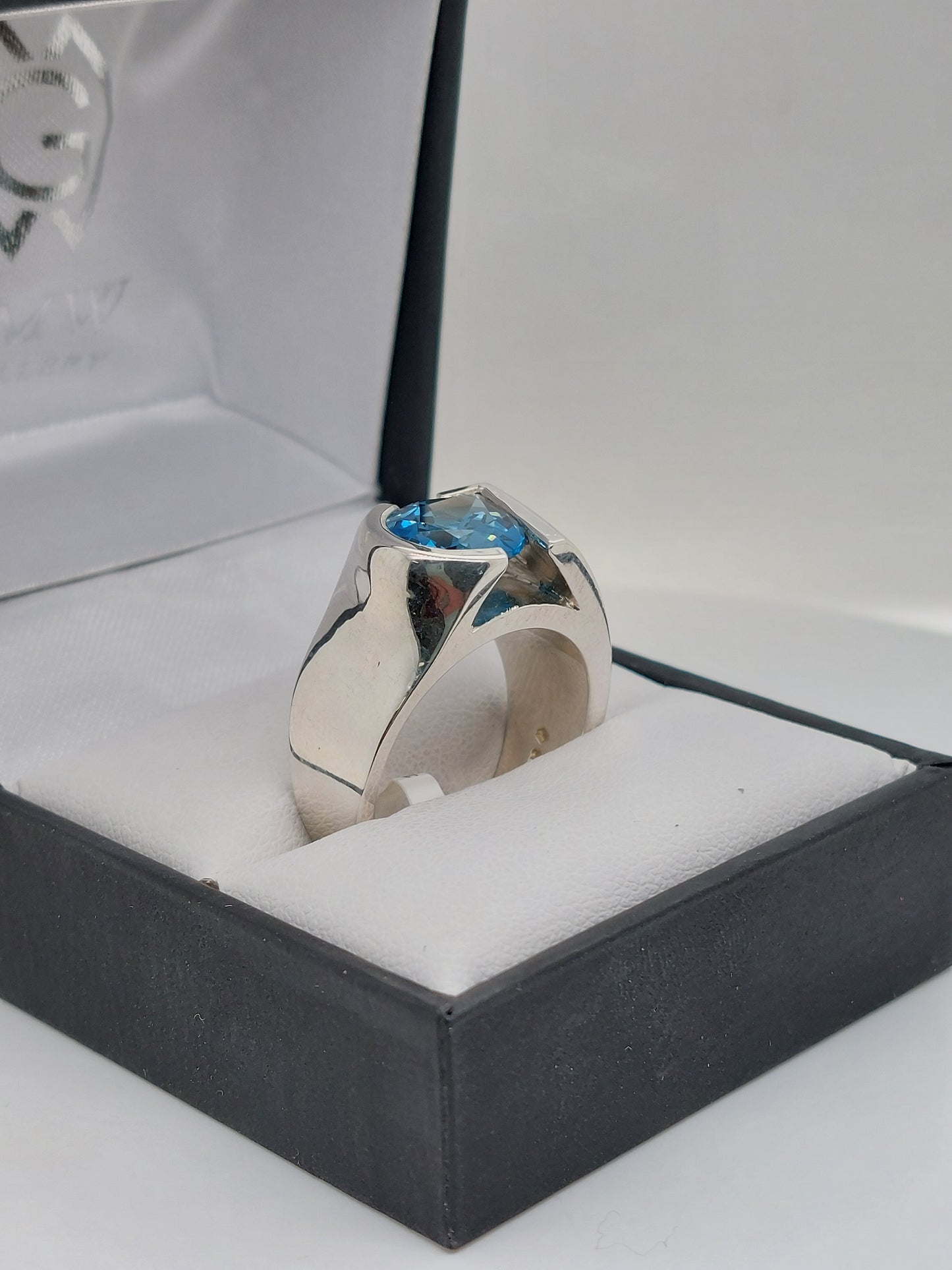 D-Shaped London Blue Topaz Ring