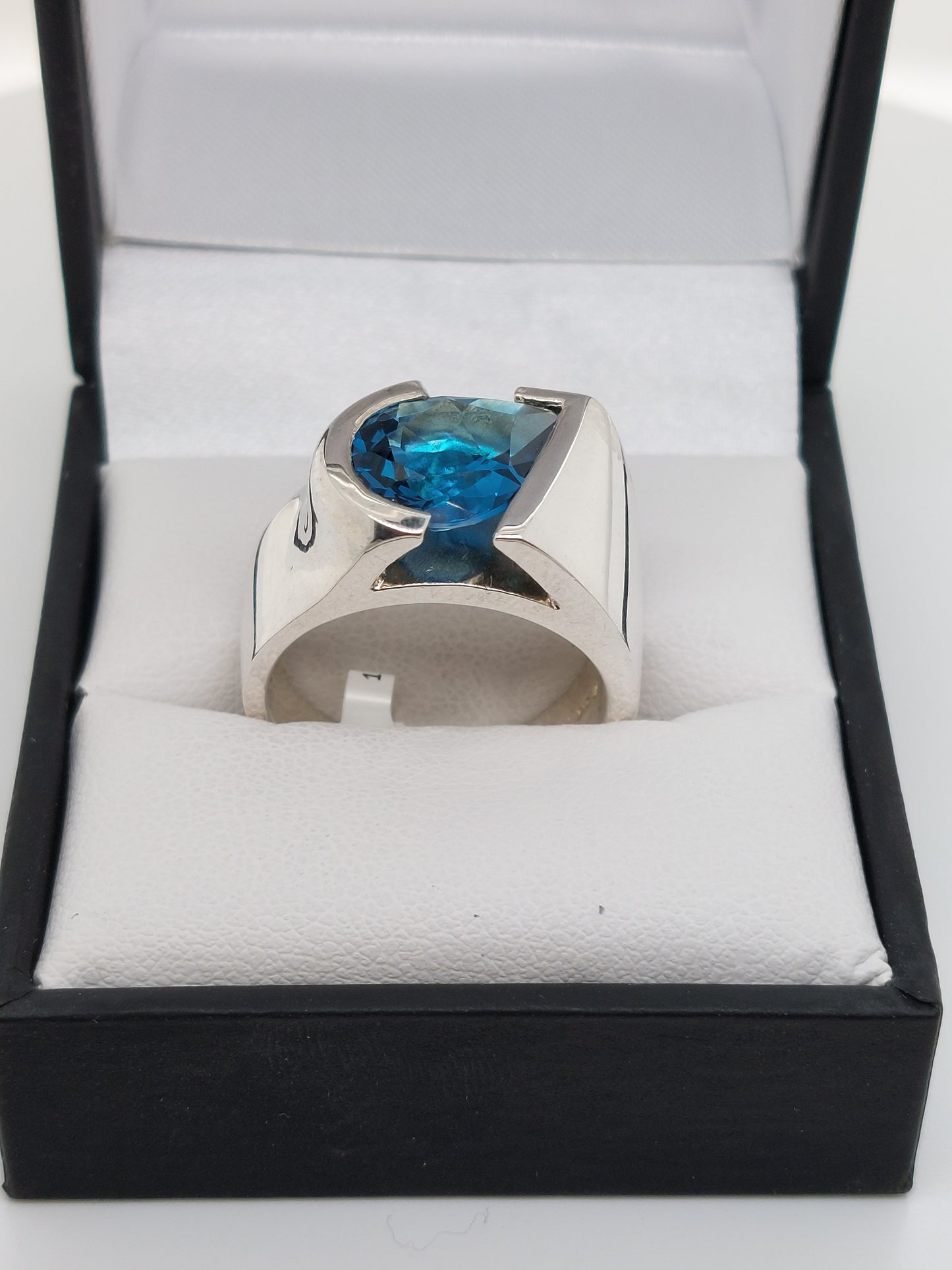 D-Shaped London Blue Topaz Ring