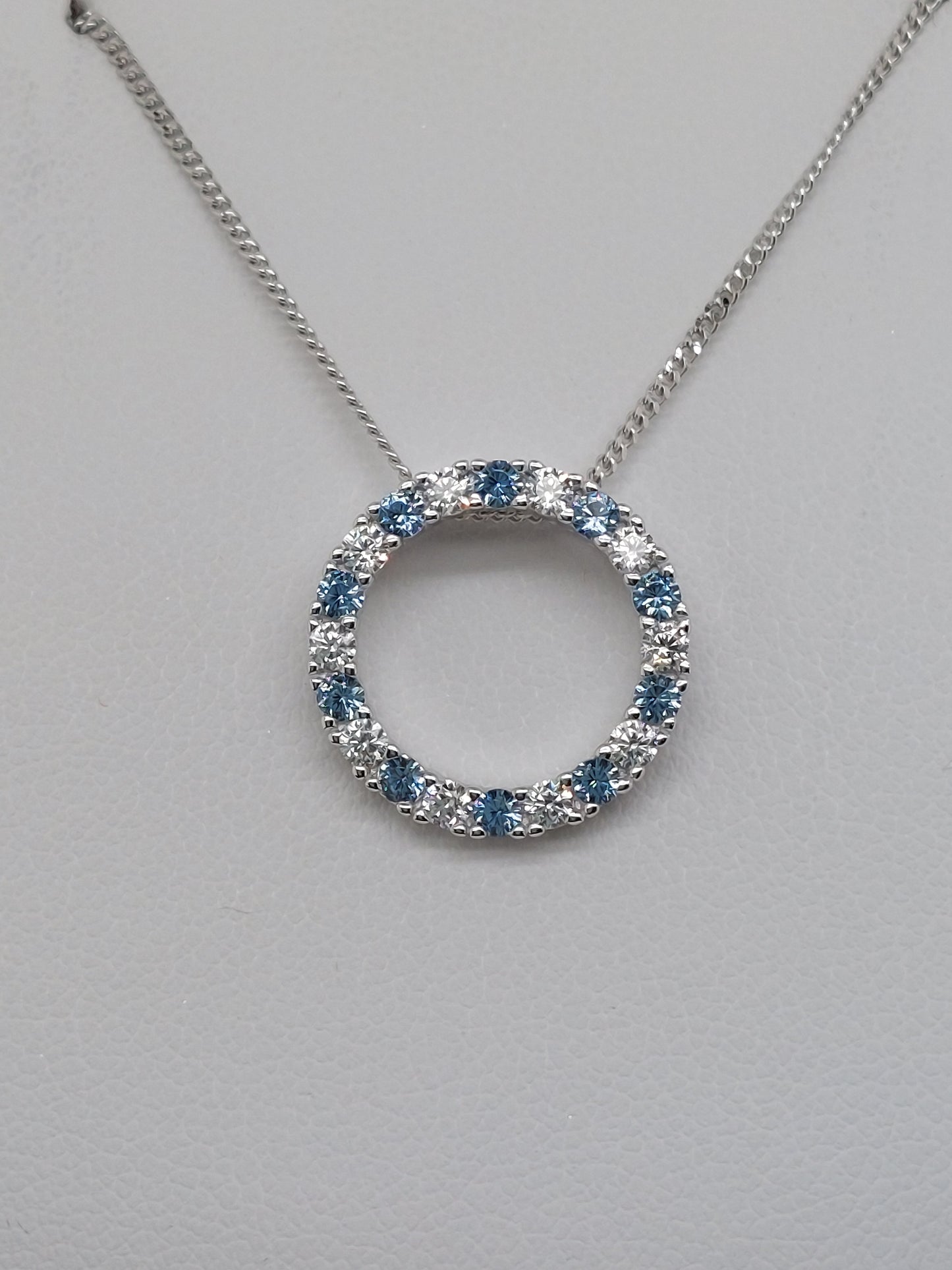 Blue & White Open Circle Necklace