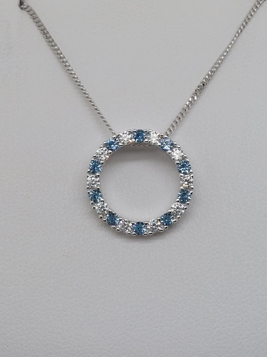 Blue & White Open Circle Necklace