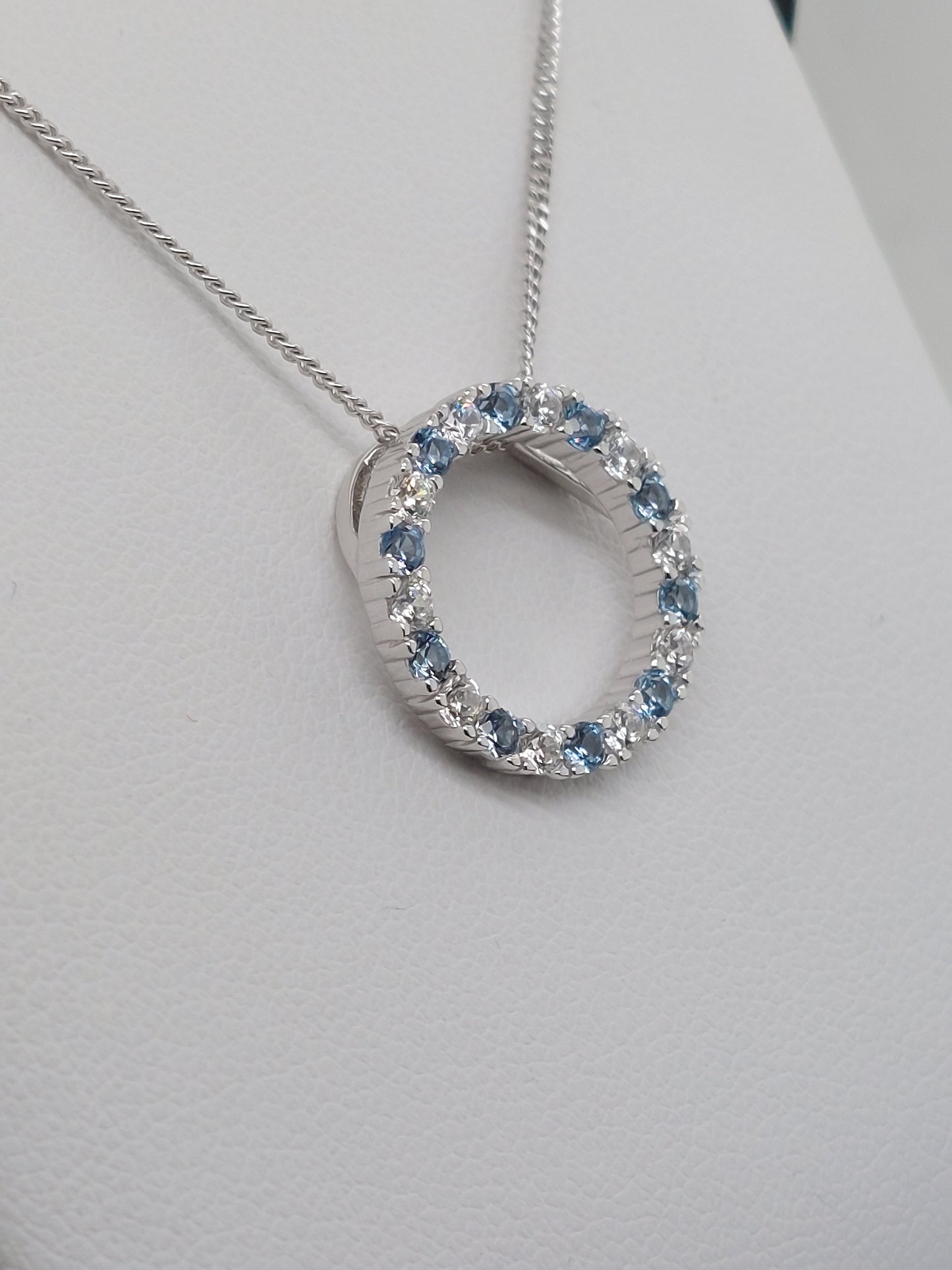 Blue & White Open Circle Necklace