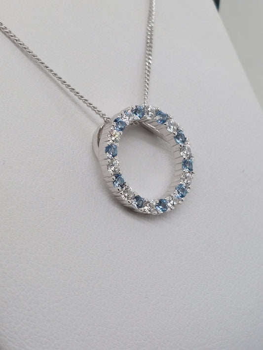 Blue & White Open Circle Necklace