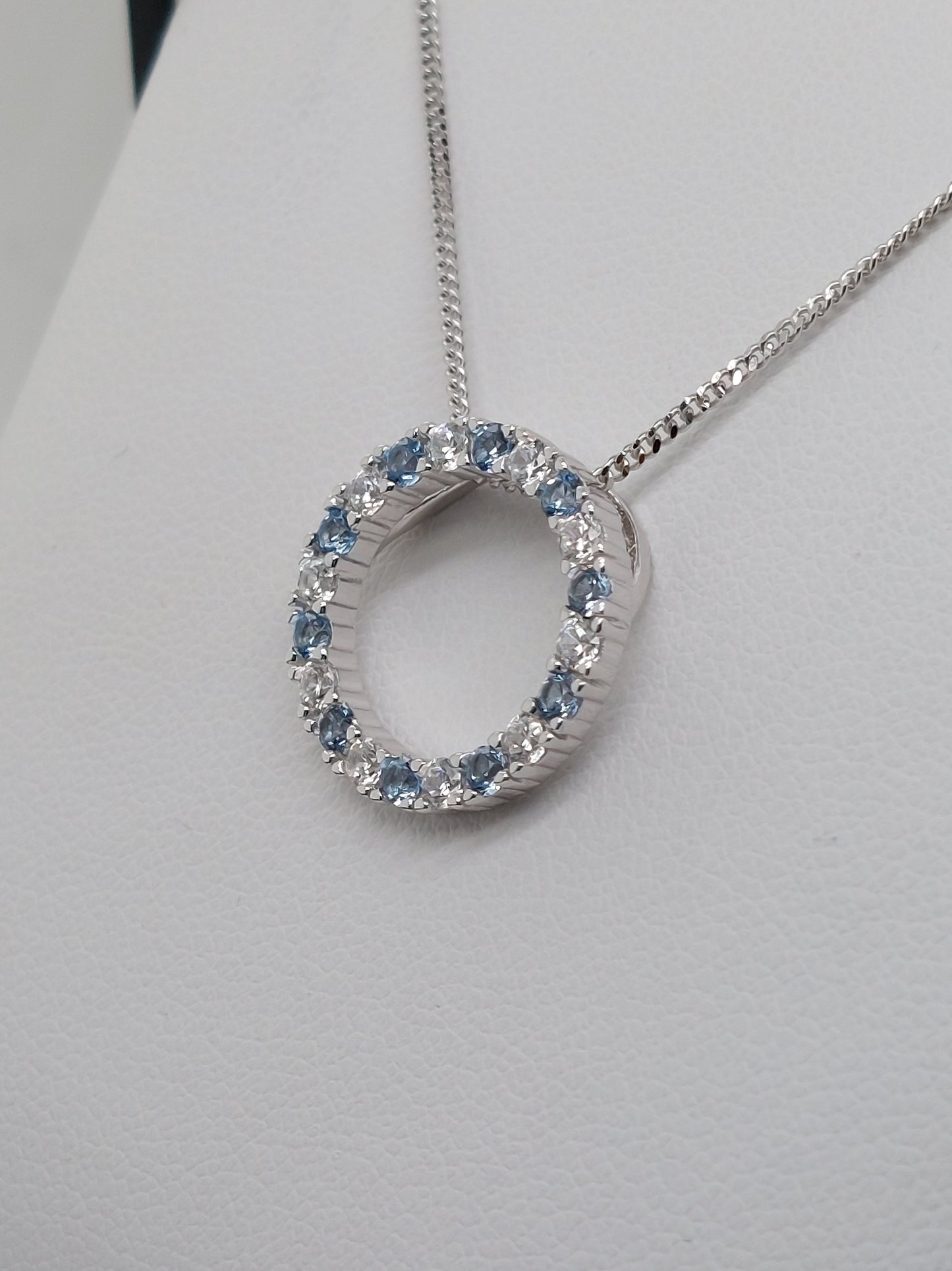 Blue & White Open Circle Necklace