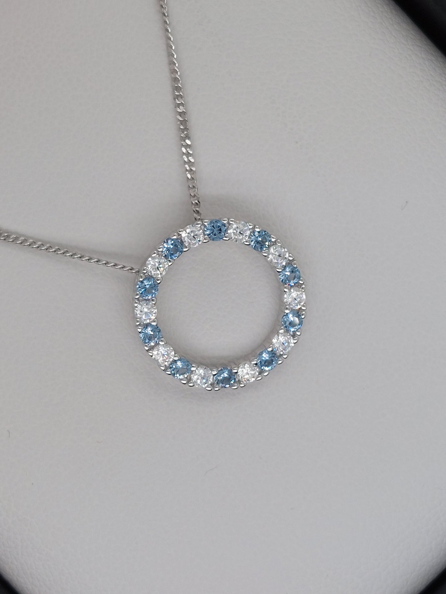 Blue & White Open Circle Necklace