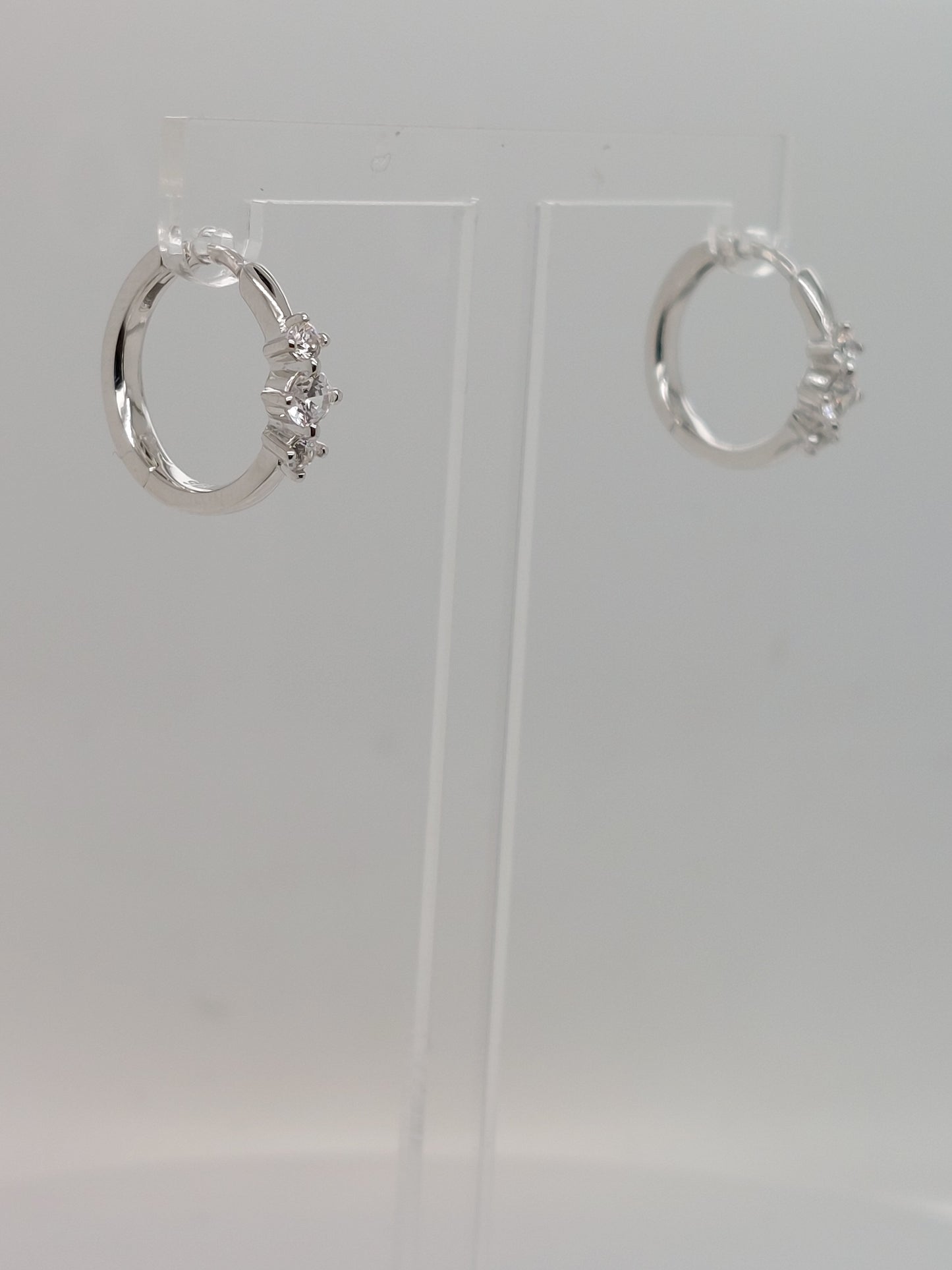 Silver Hoops with CZ Feature