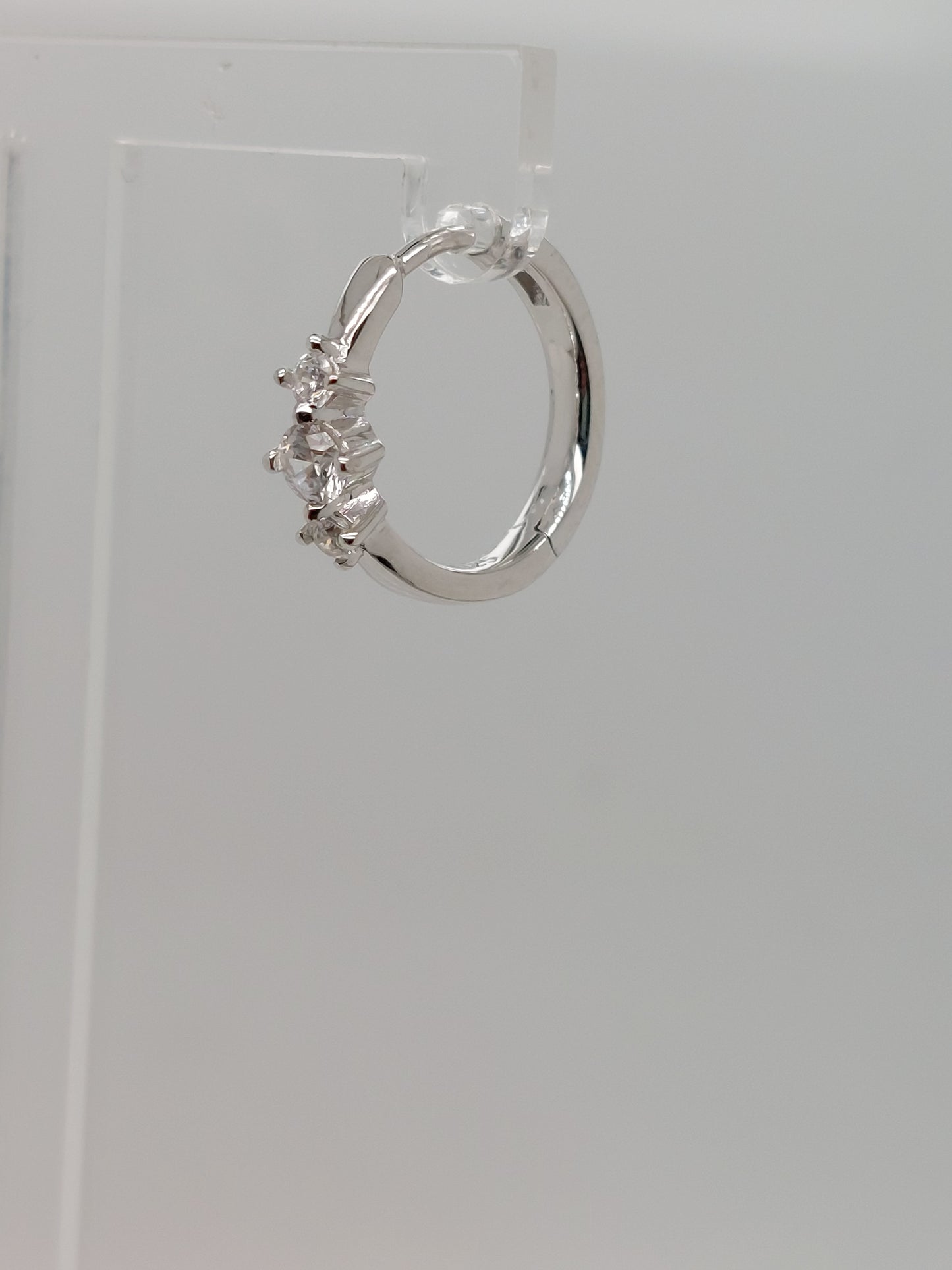 Silver Hoops with CZ Feature