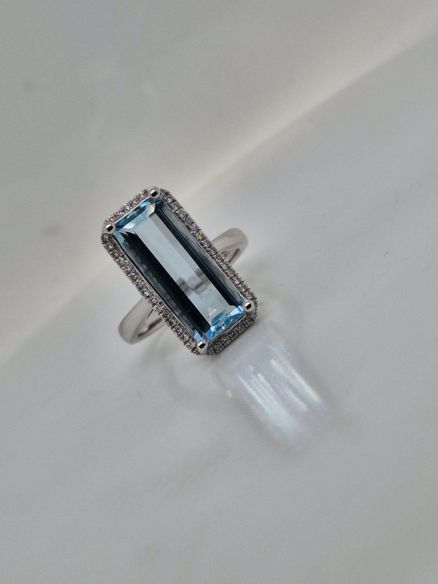 Aquamarine & Diamond Ring