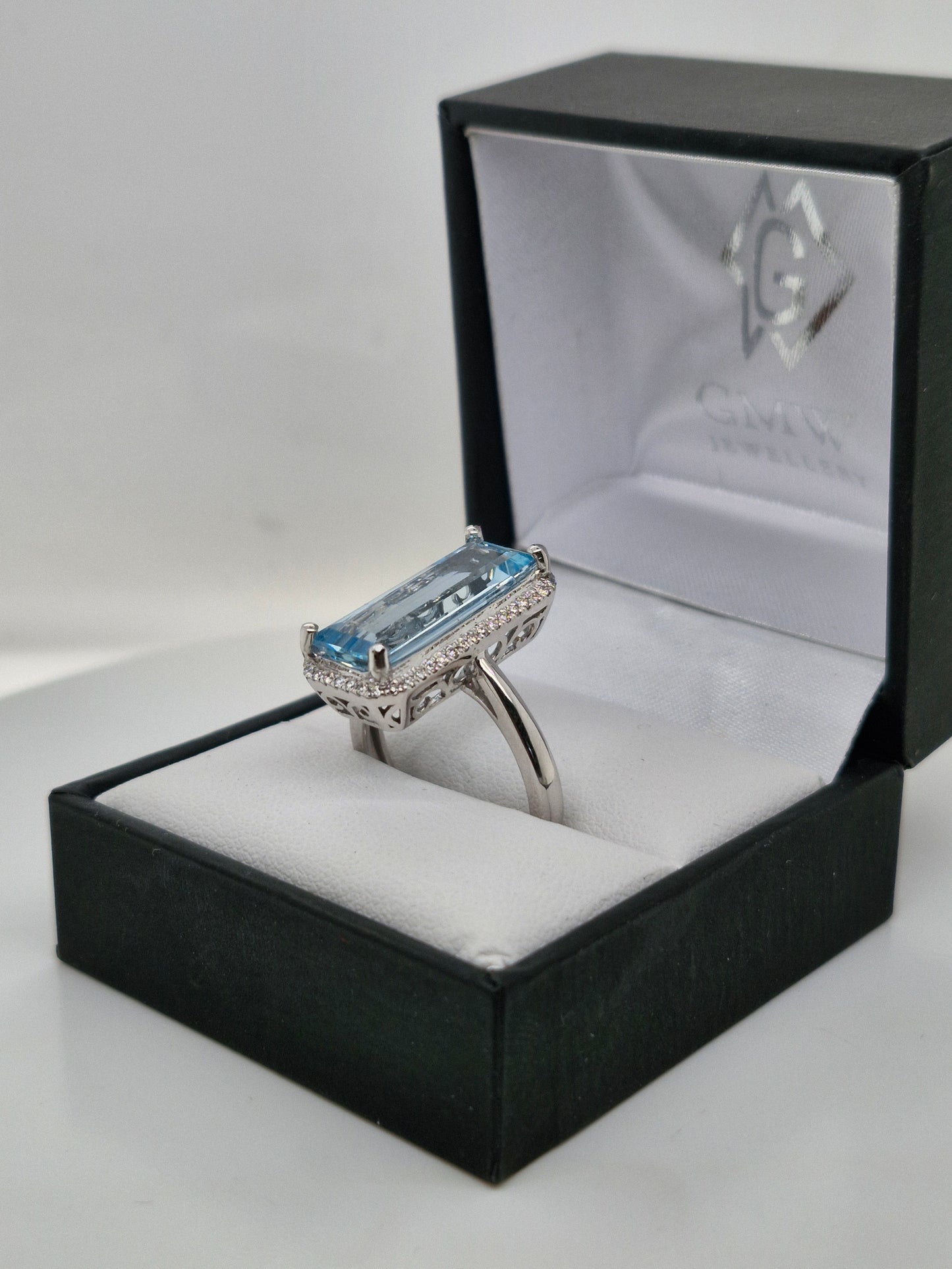 Aquamarine & Diamond Ring