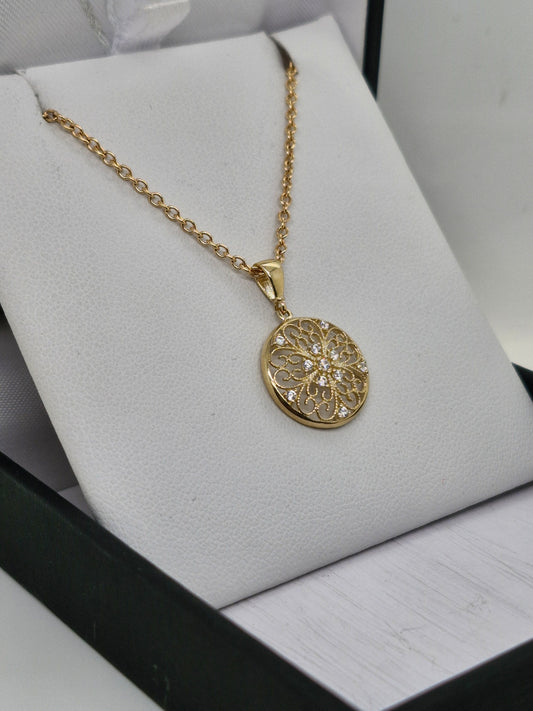 Gold Lace Filigree Pendant