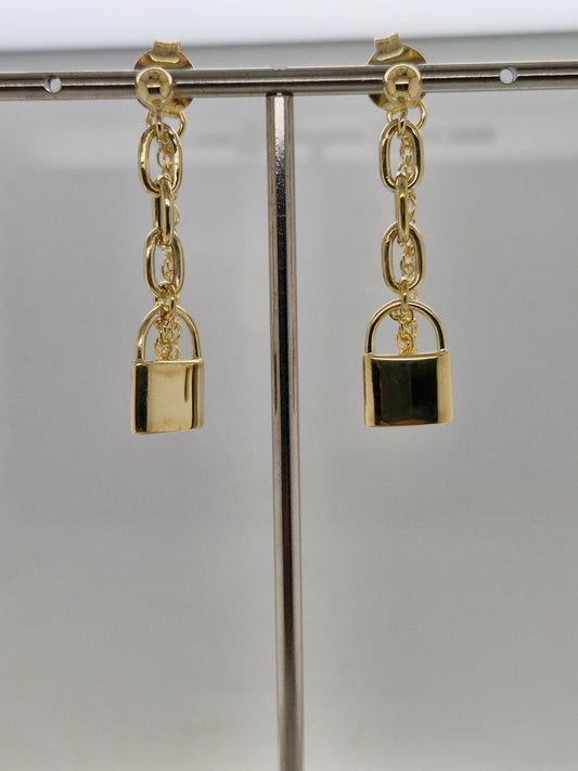 Yellow Love Lock Chain Earring