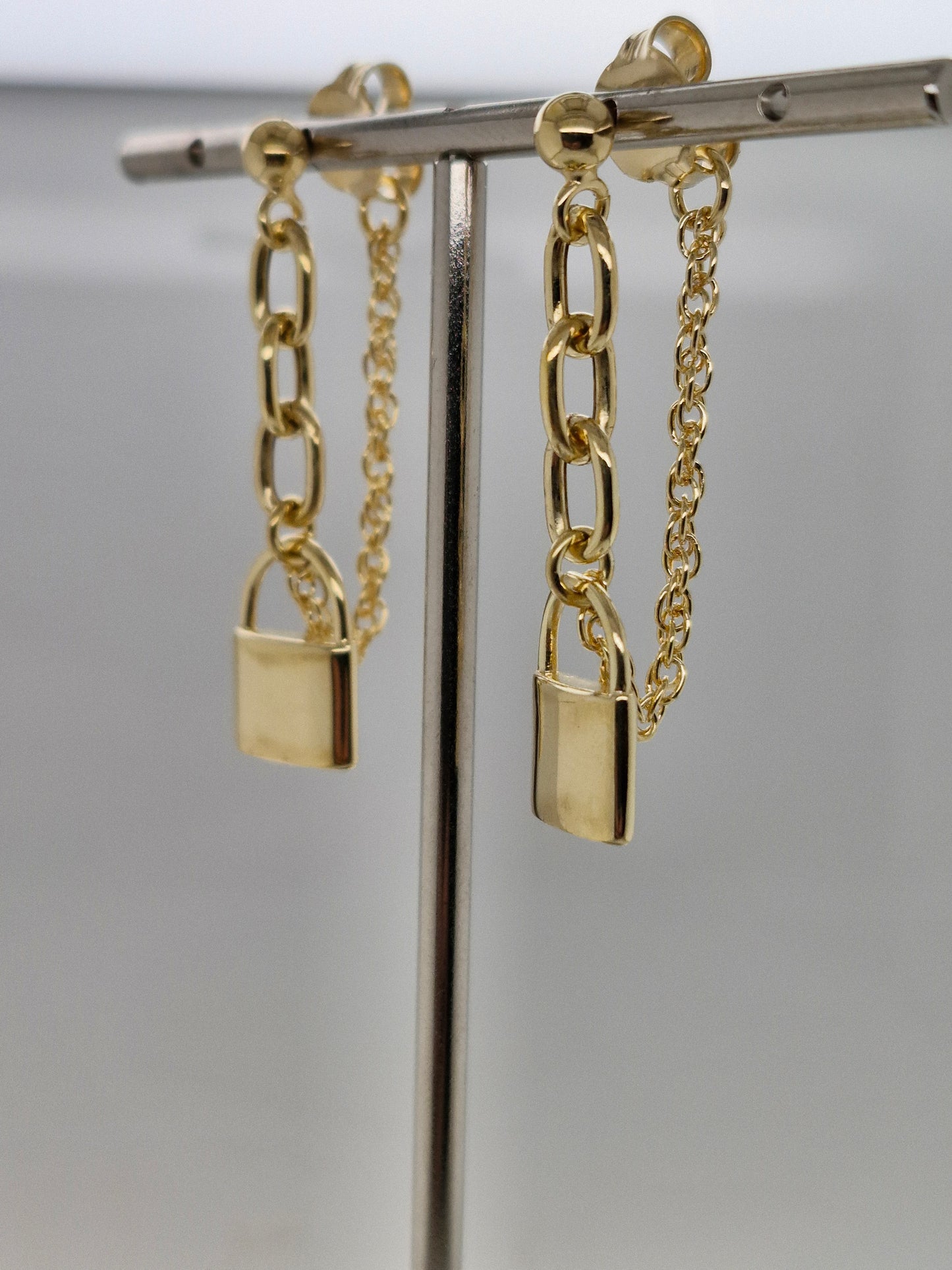 Yellow Love Lock Chain Earring