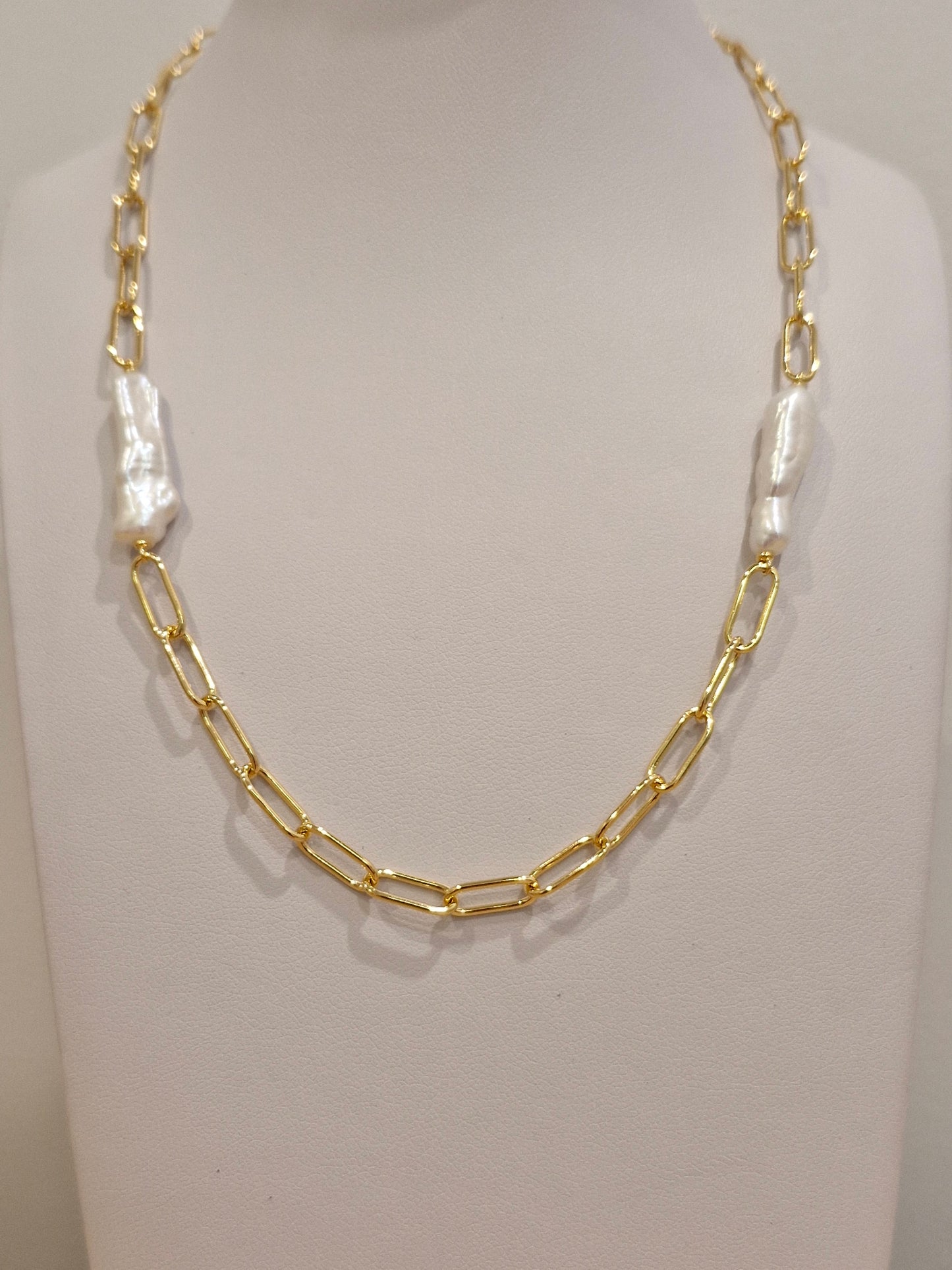 Gold Plated Baroque Pearl Necklace