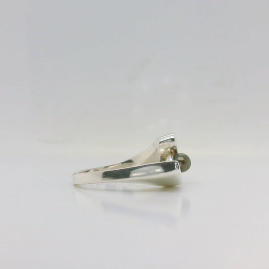 Wave Black Pearl Ring