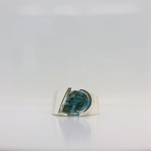 D-Shaped Topaz Ring