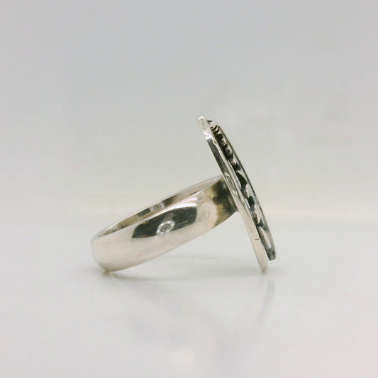 Oxidised Fern Ring