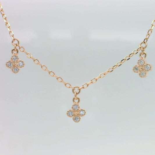 Rose Tone Clover Necklace