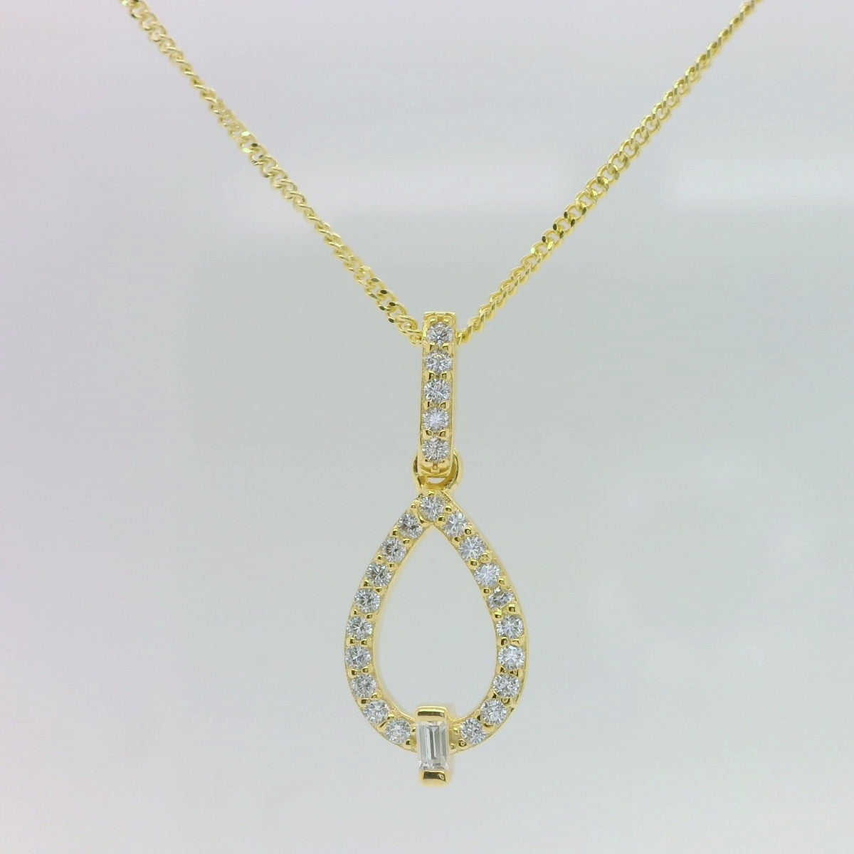 Open Teardrop Baguette Necklace