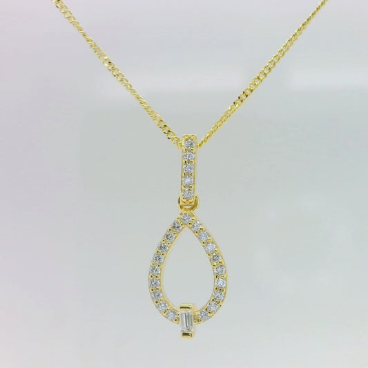 Open Teardrop Baguette Necklace