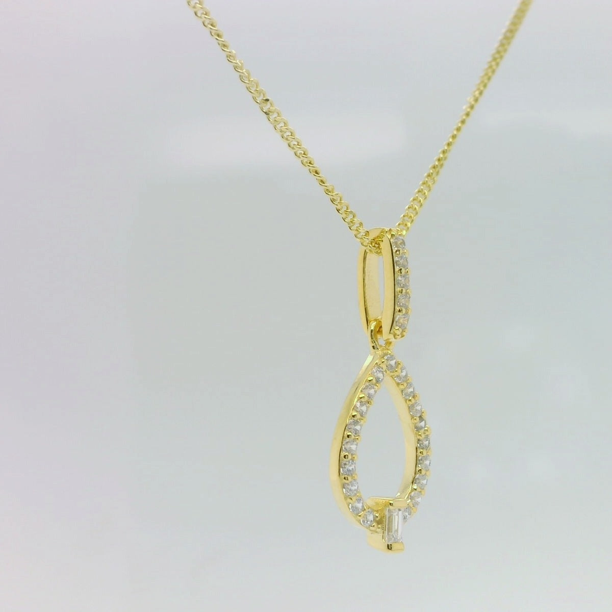 Open Teardrop Baguette Necklace