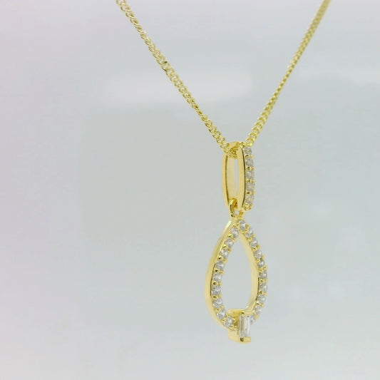 Open Teardrop Baguette Necklace
