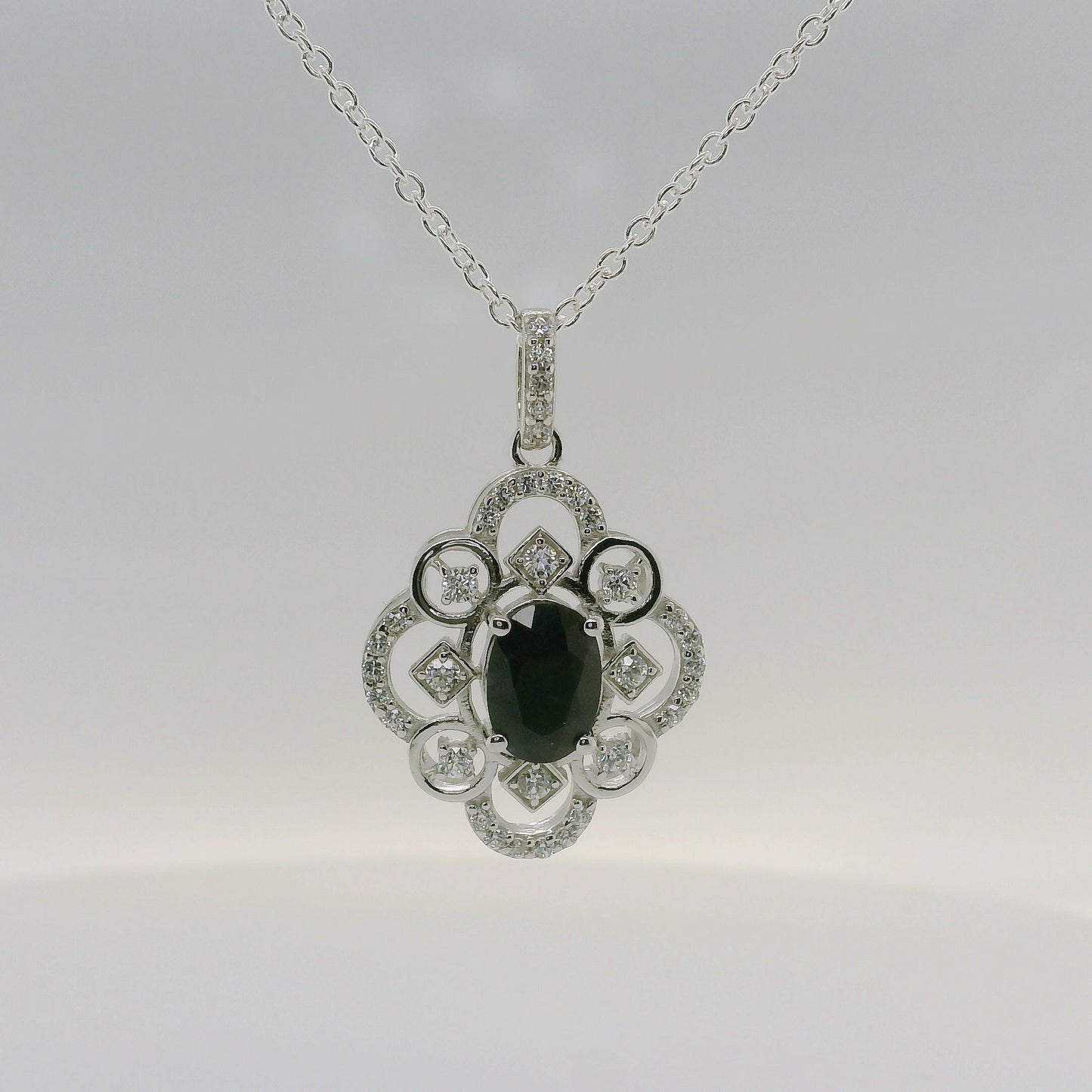Black Sapphire Cluster Pendant