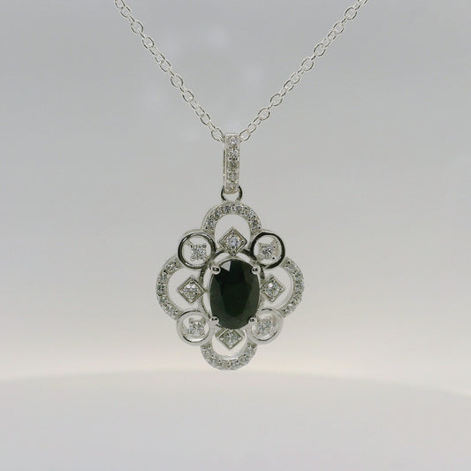 Black Sapphire Cluster Pendant