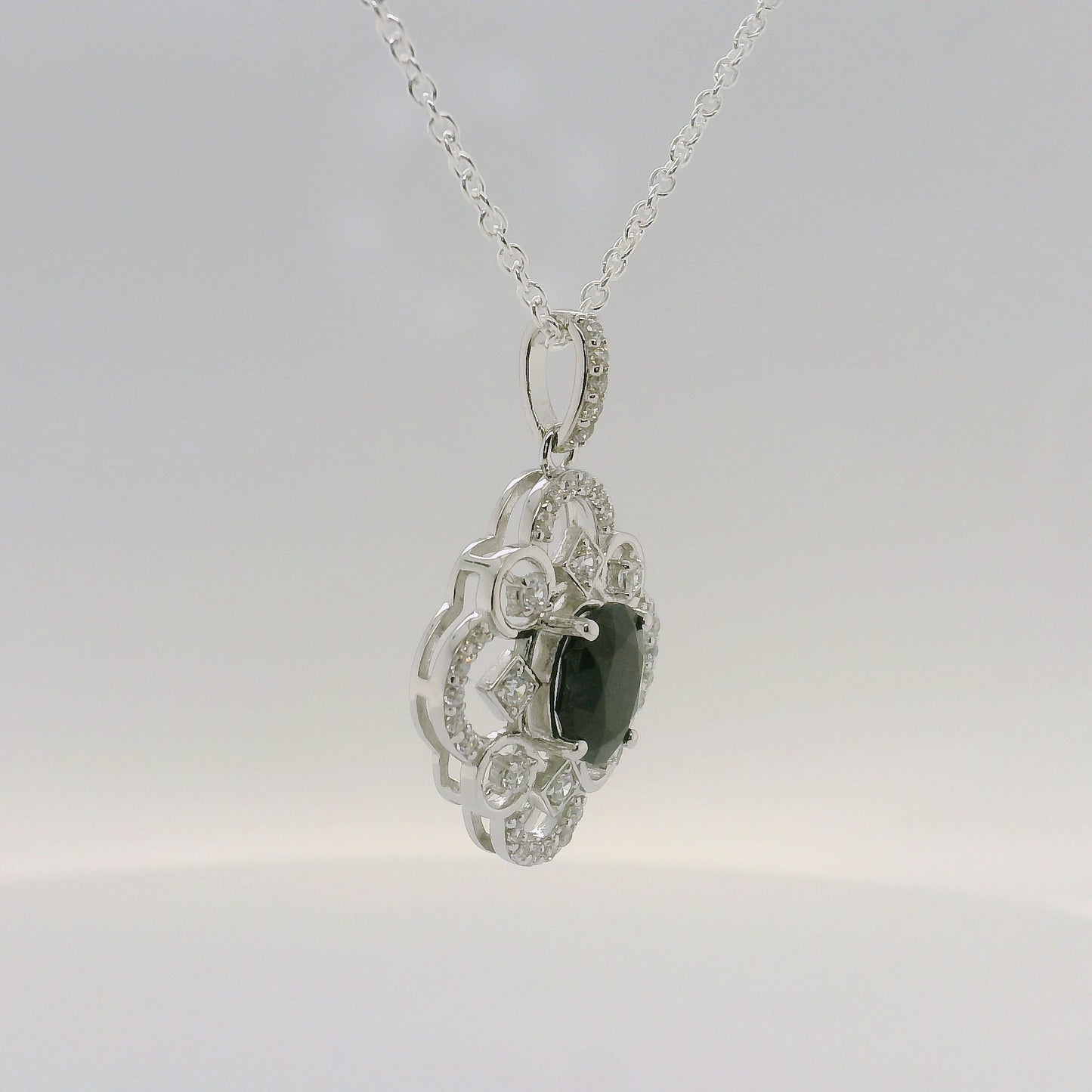 Black Sapphire Cluster Pendant