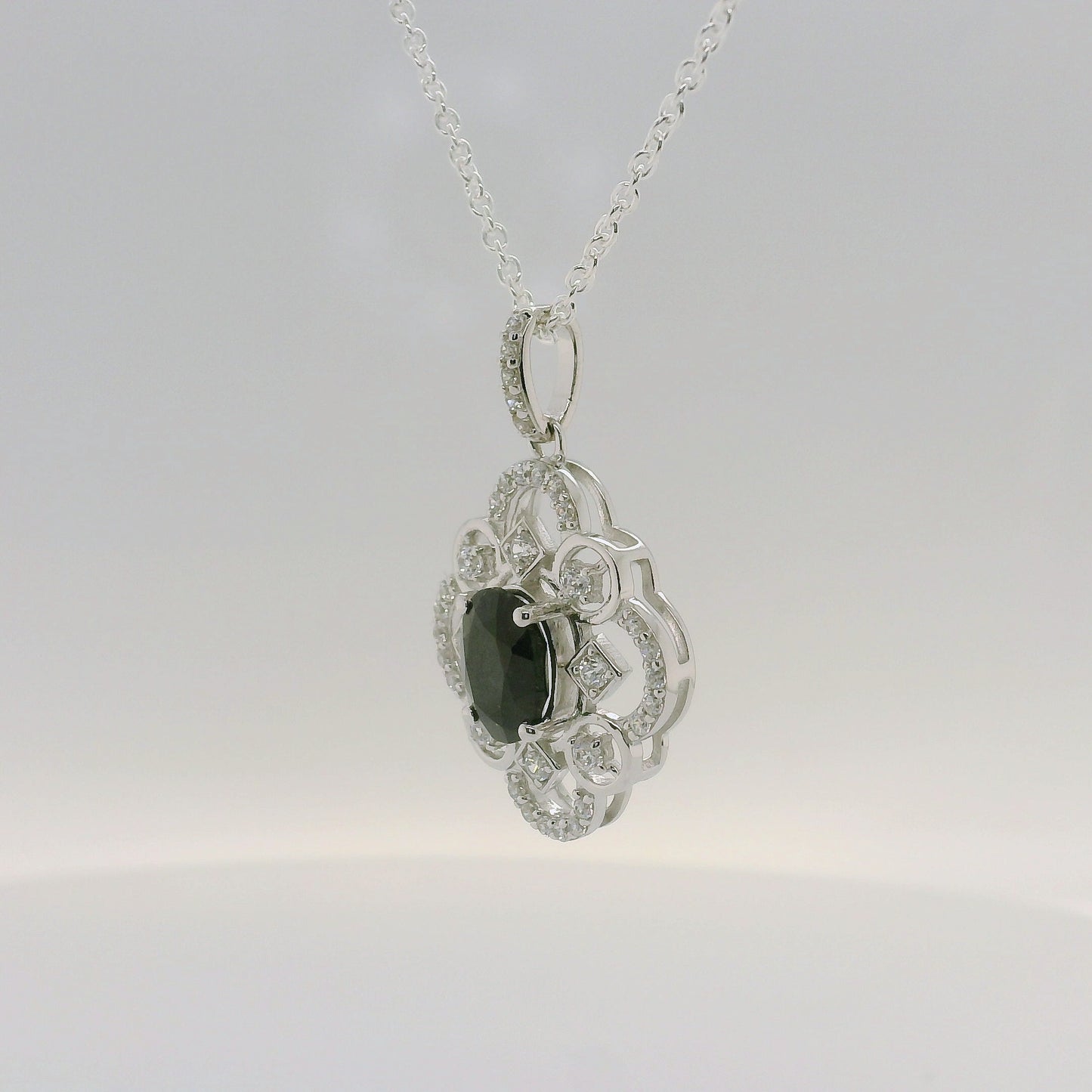 Black Sapphire Cluster Pendant