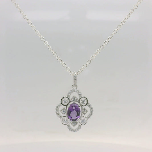 Amethyst & CZ Pendant