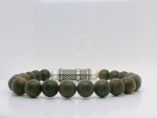 Bronzite & Pearl Bracelet