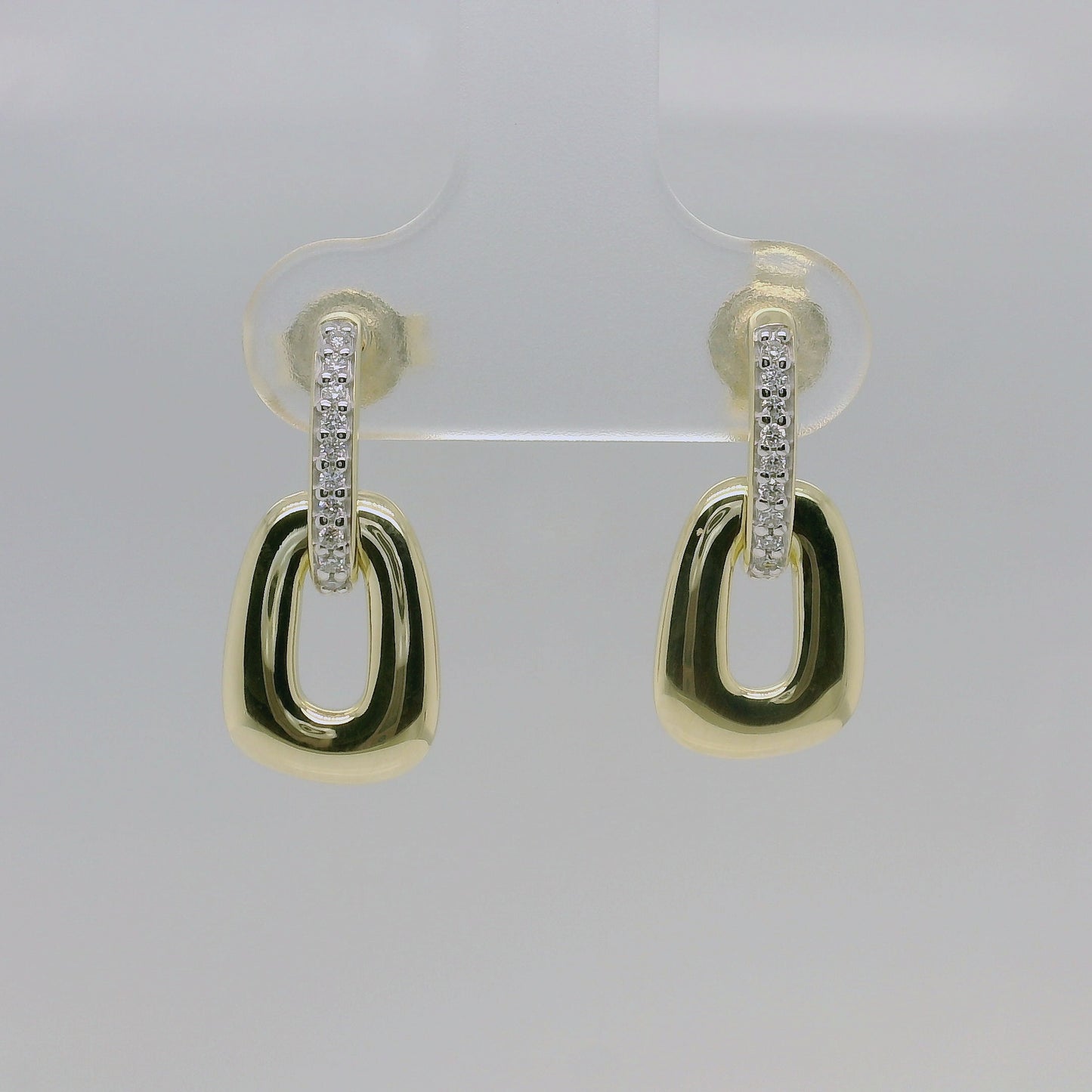 9ct Yellow Gold Diamond Set Drop Earrings