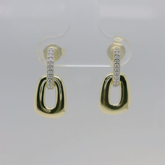 9ct Yellow Gold Diamond Set Drop Earrings