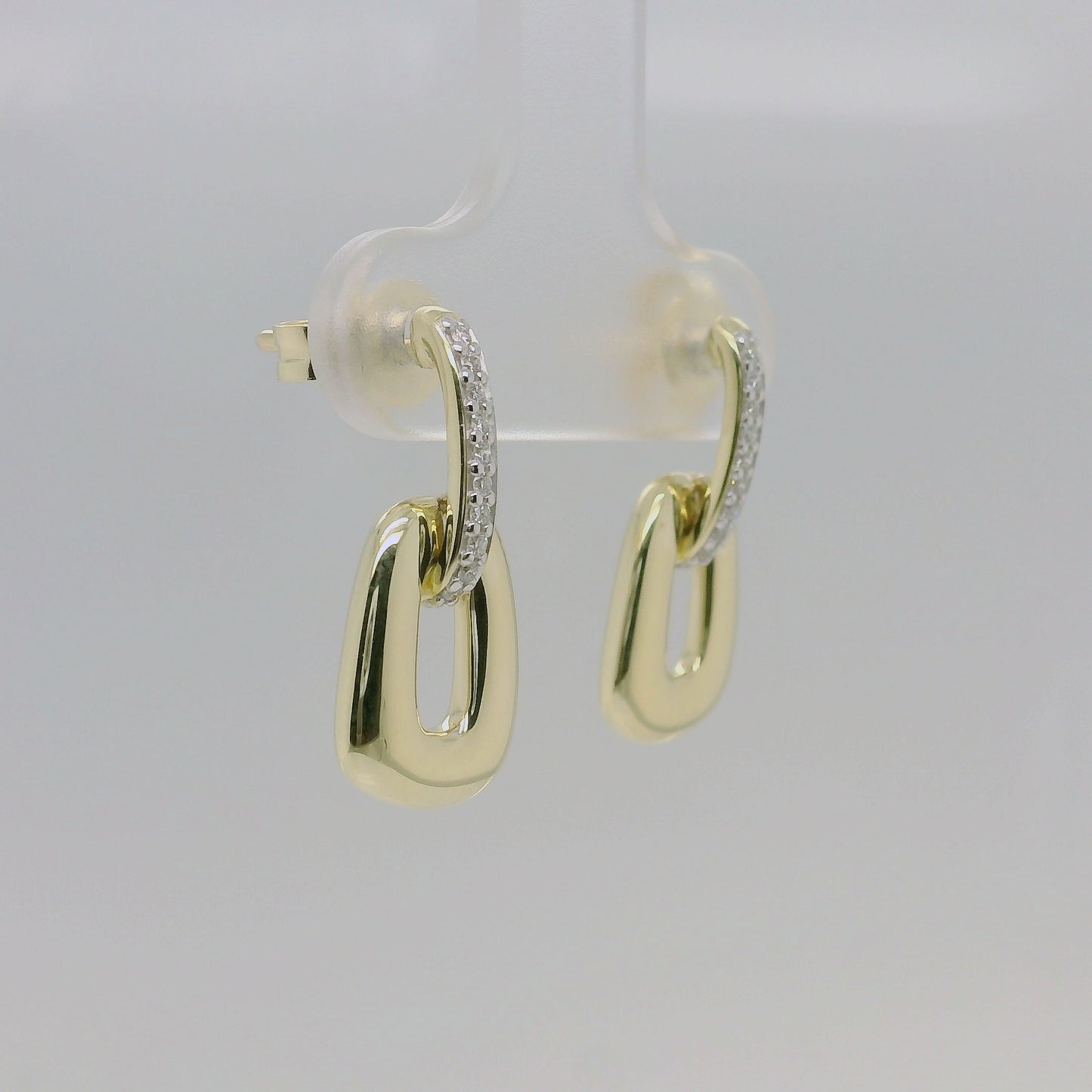 9ct Yellow Gold Diamond Set Drop Earrings