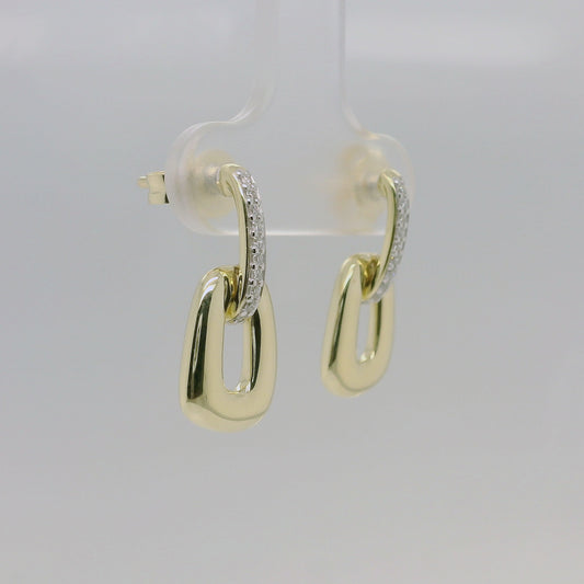 9ct Yellow Gold Diamond Set Drop Earrings